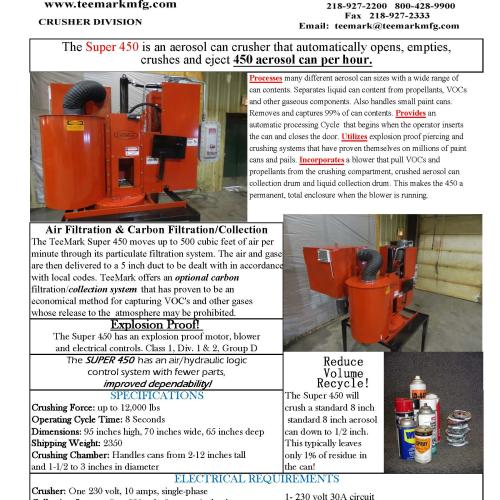 Super 450 Model Aerosol Crusher Image